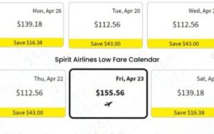 Spirit low fare calendar